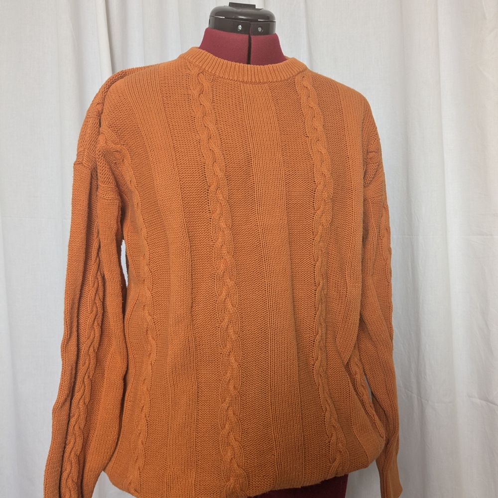 Vintage Orange Cable Knit Sweater